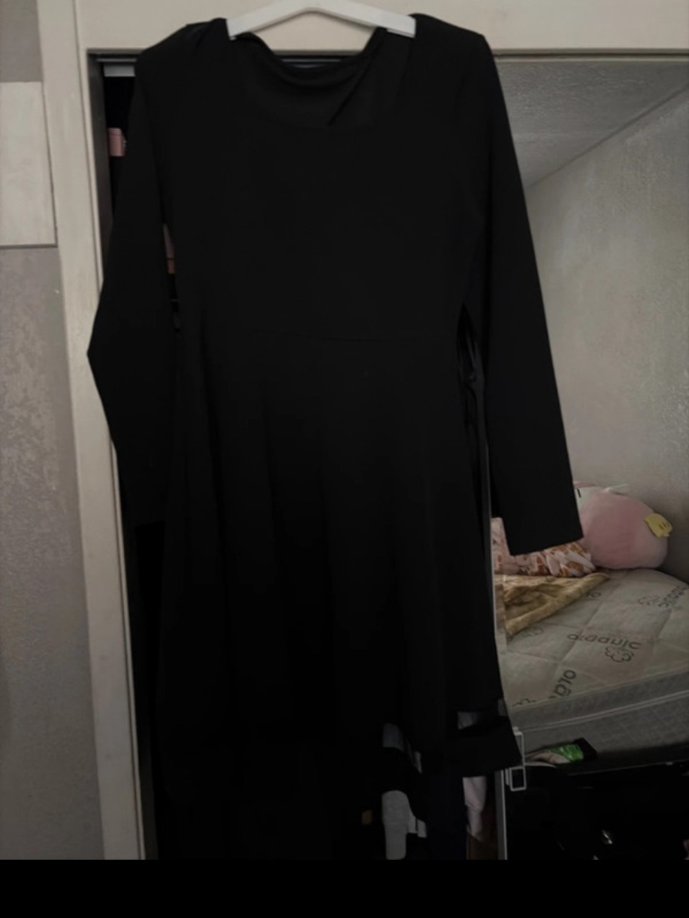 Black Long Sleeve Fit-and-Flare Dress